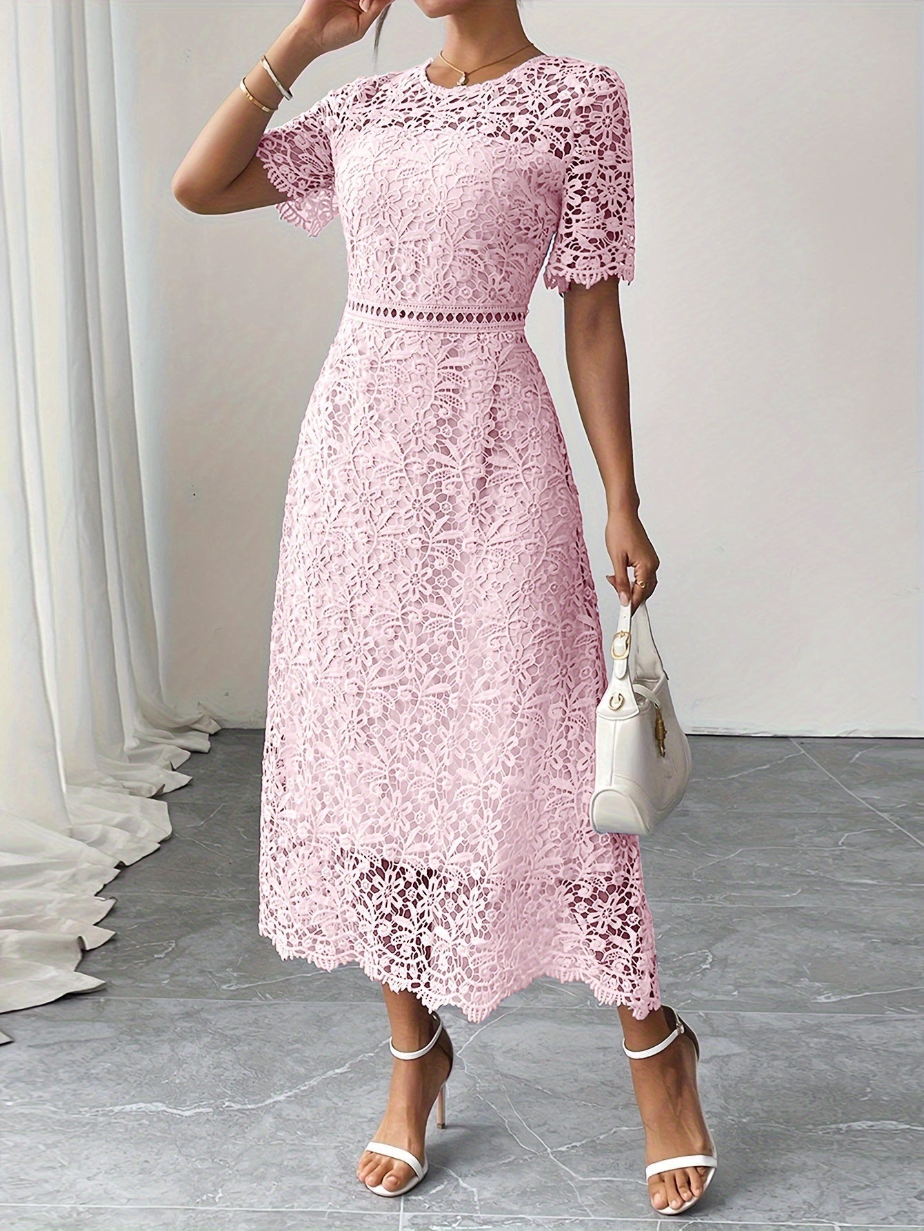 Lace Midi Ascot Dress – Elegant Summer Occasionwear - Mason Luxor