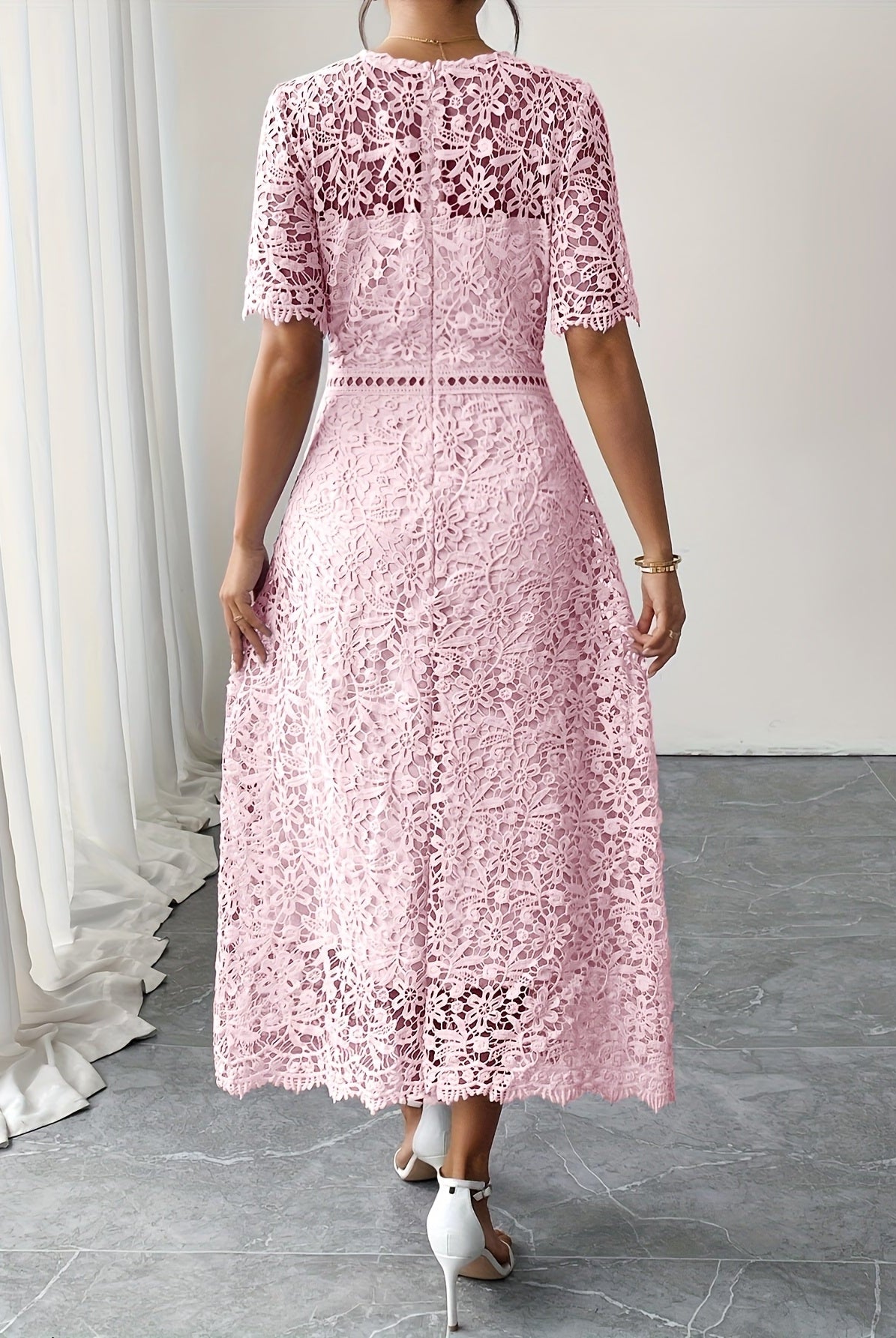 Lace Midi Ascot Dress – Elegant Summer Occasionwear - Mason Luxor