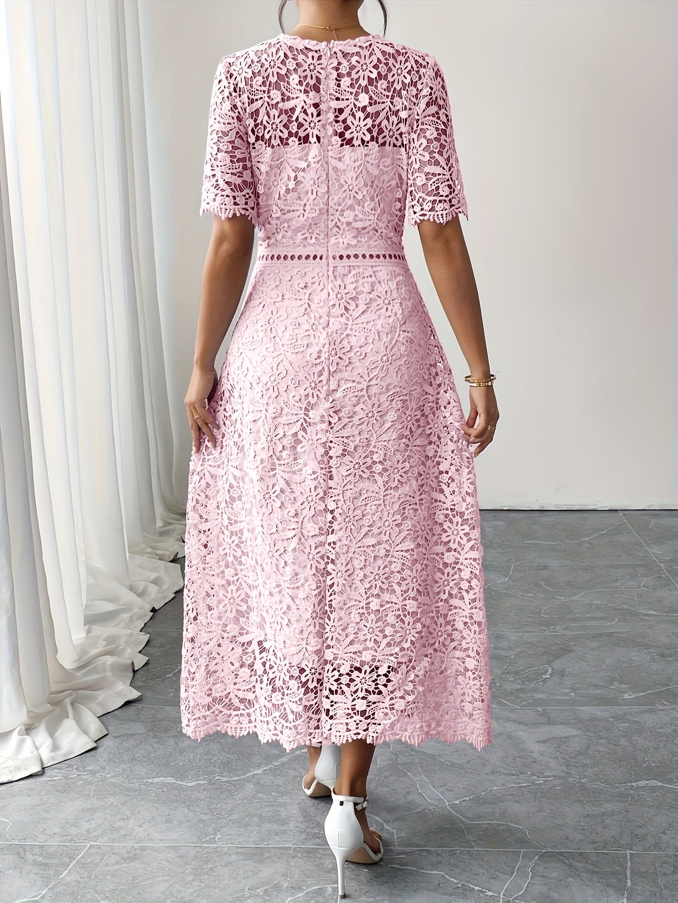 Lace Midi Ascot Dress – Elegant Summer Occasionwear - Mason Luxor