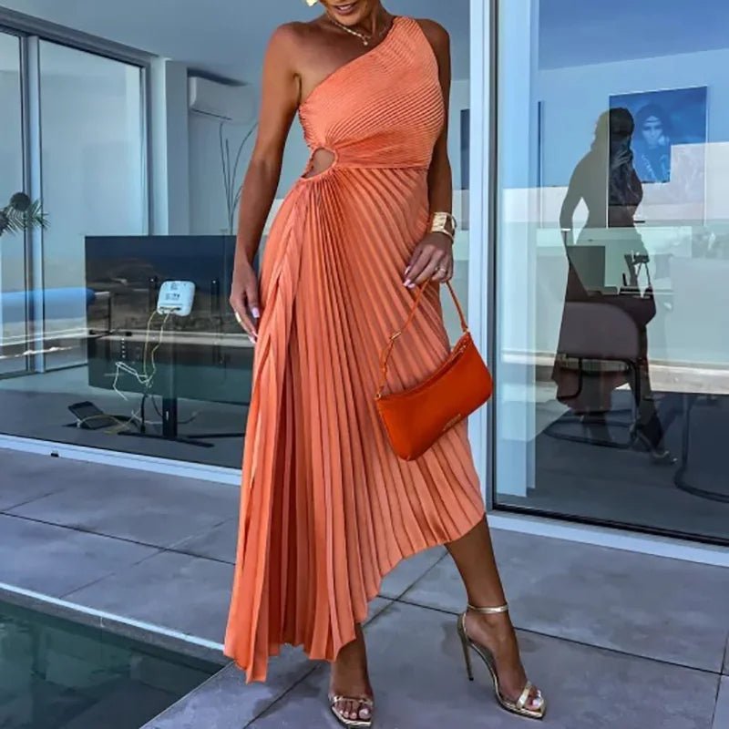 Mason | Asymmetric Pleated Midi Dress – Luxe Summer Edit - Mason Luxor