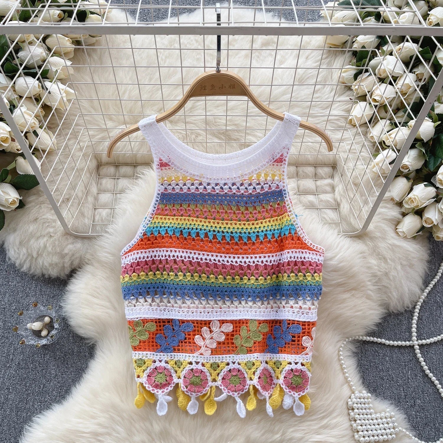 Mason | Boho Crochet Crop Top – Colorful Handmade Festival Tank - Mason Luxor Men Fashion