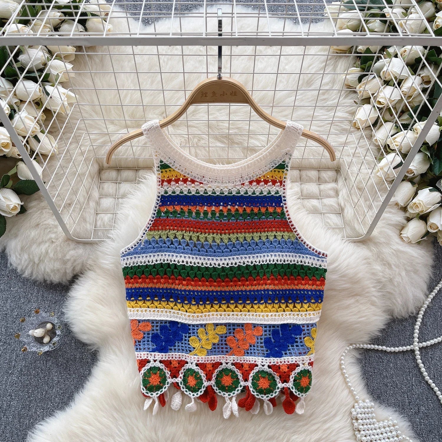 Mason | Boho Crochet Crop Top – Colorful Handmade Festival Tank - Mason Luxor Men Fashion
