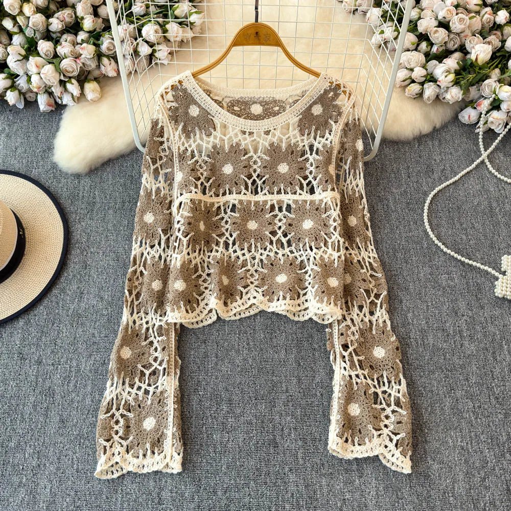 Mason | Boho Crochet Long Sleeve Top – Retro Handmade Aesthetic - Mason Luxor Men Fashion