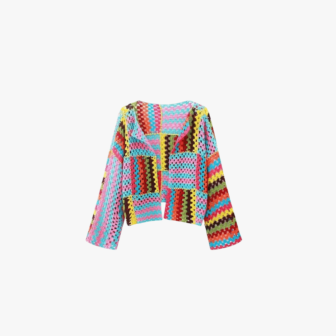 Mason | Boho Crochet Patchwork Cardigan – Handcrafted Retro Vibes - Mason Luxor Men Fashion