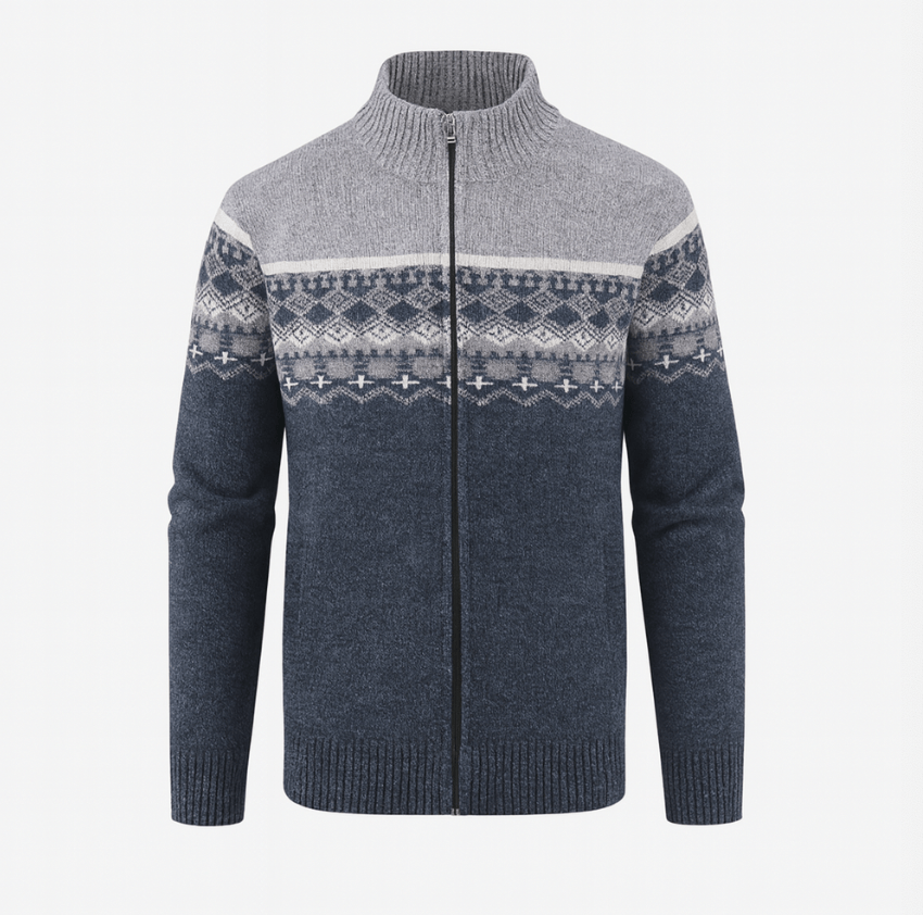 Mason | Men’s Nordic Pattern Zip - Up Sweater - Mason Luxor