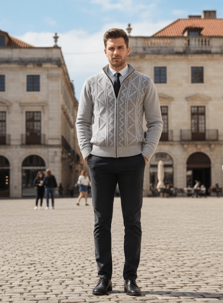 Mason | Men’s Textured Zip - Up Cardigan - Mason Luxor