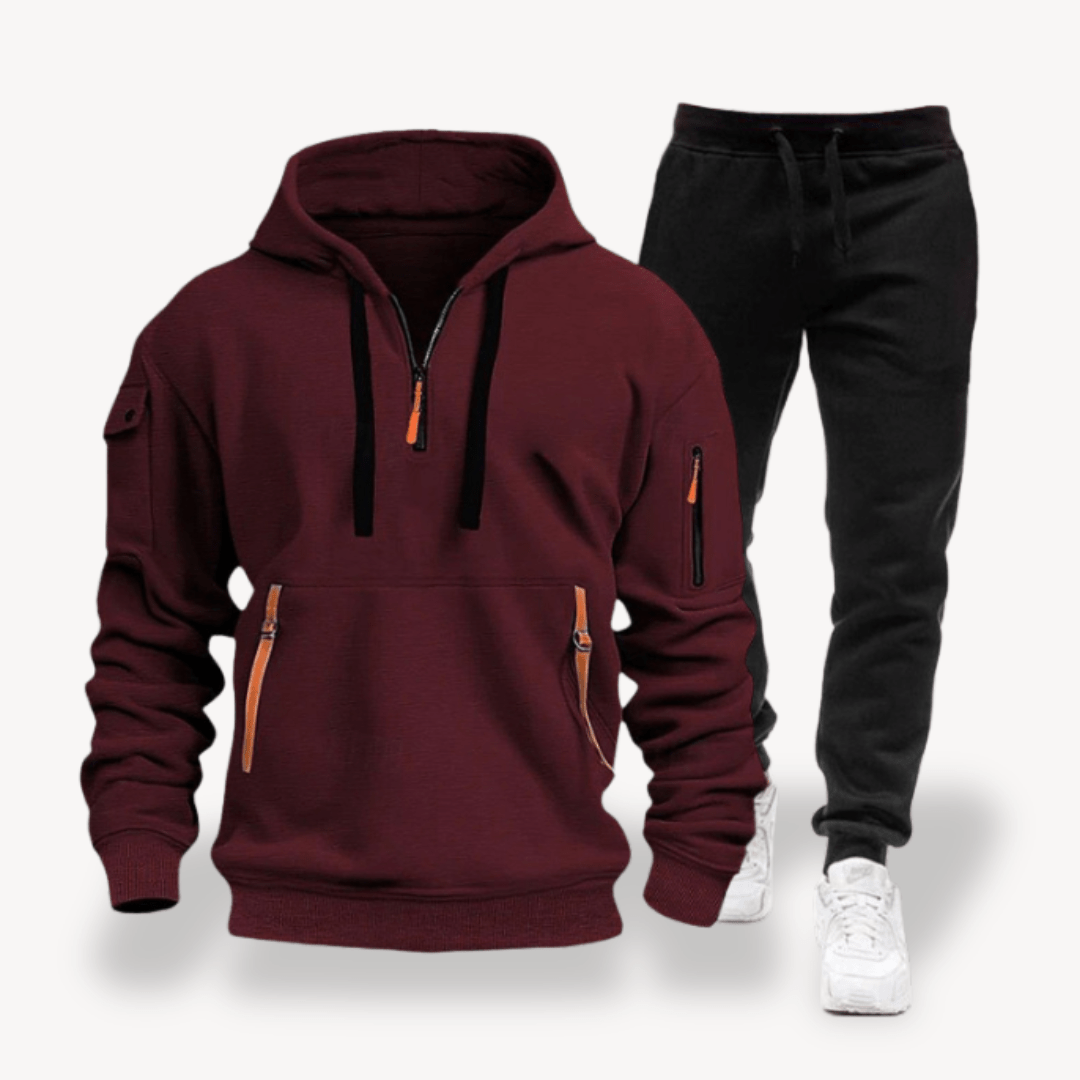 Men Tracksuits with Half Zip Hoodie | Set - Mason Luxor