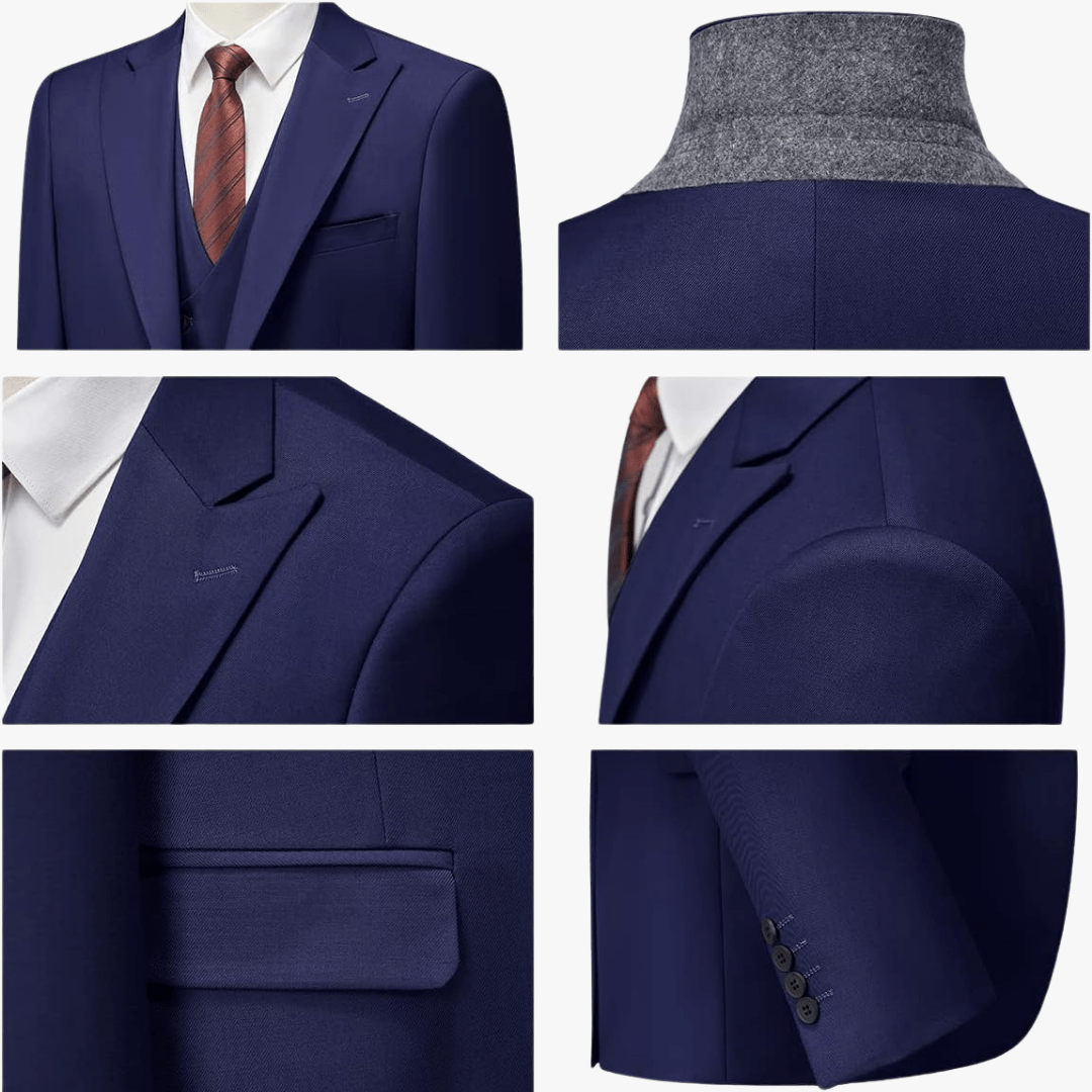 Men's 3 Piece Slim Fit Suit – Blazer, Waistcoat, Trousers - Mason Luxor
