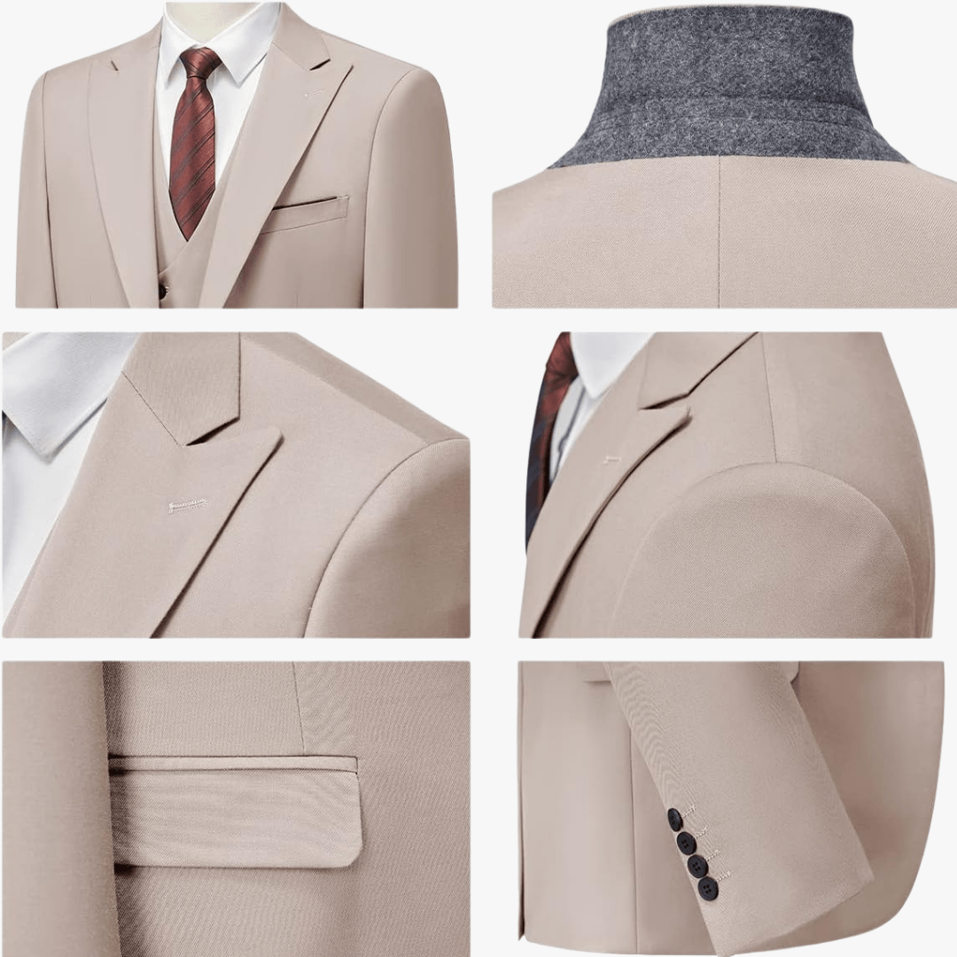 Men's 3 Piece Slim Fit Suit – Blazer, Waistcoat, Trousers - Mason Luxor