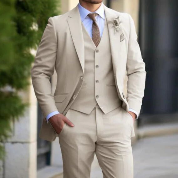 Men’s 3 - Piece Wedding Suits With Lapel Collar | Formal - Mason Luxor
