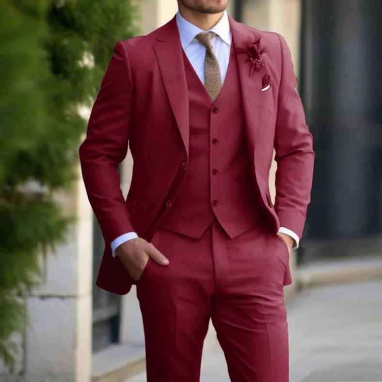 Men’s 3 - Piece Wedding Suits With Lapel Collar | Formal - Mason Luxor