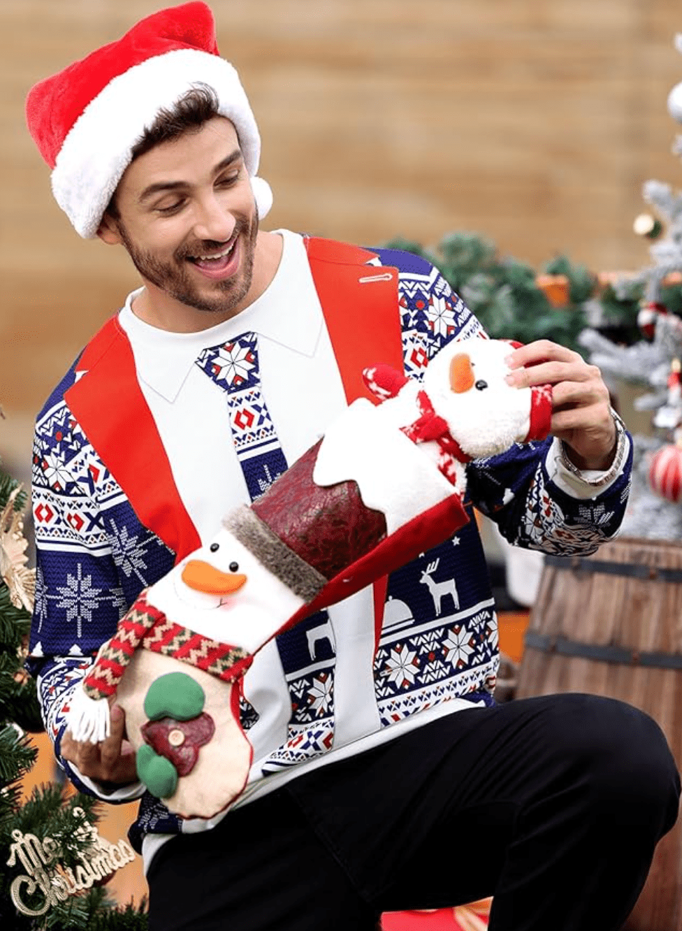 Men’s 3D Christmas Jumper With Suit And Tie Design | Novelty - Mason Luxor
