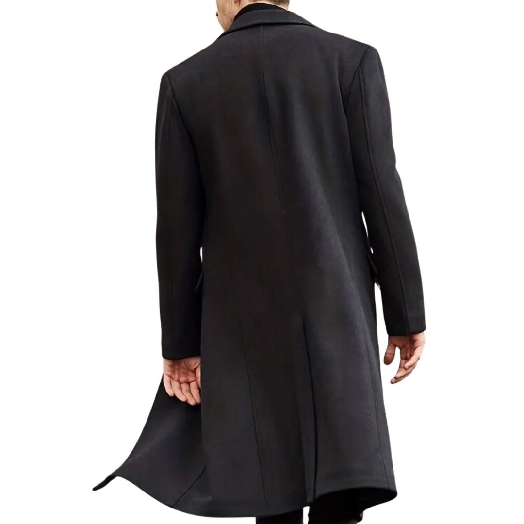 Men’s Black Trench Coat With Flap Pocket | Winter - Mason Luxor