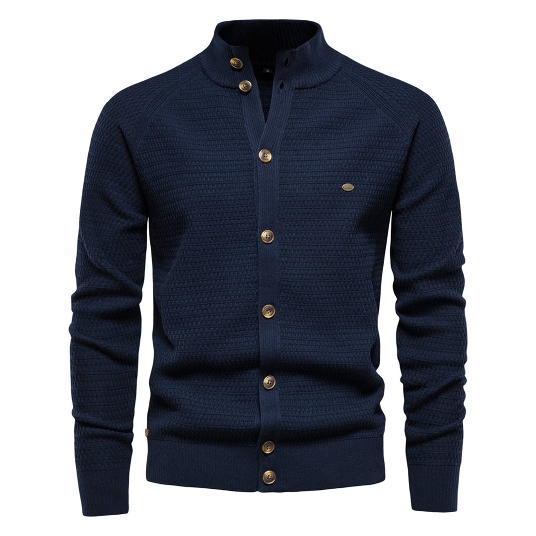 Men’s Cardigan With Stand Collar | Knit - Mason Luxor