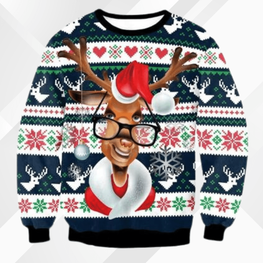 Men’s Christmas Jumper With Festive Reindeer Design | Novelty - Mason Luxor