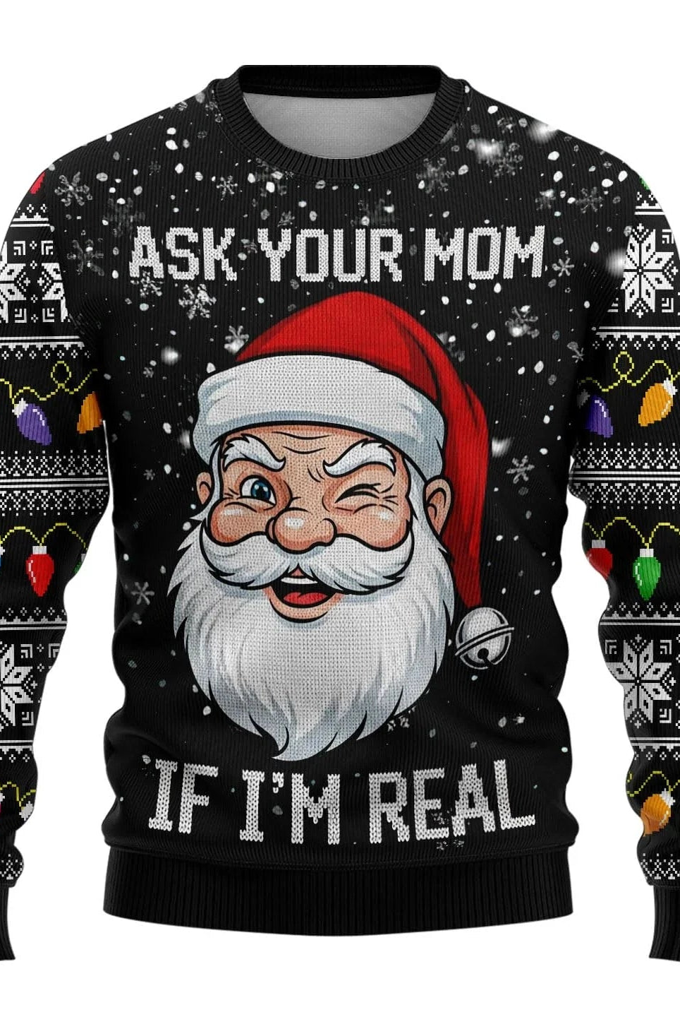 Men’s Knitted Christmas Jumper With Santa Print | Festive - Mason Luxor