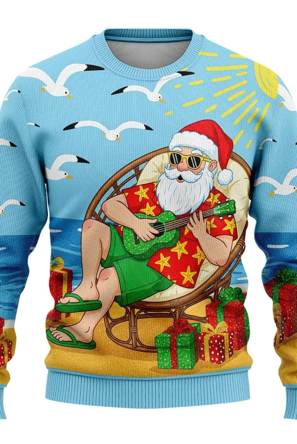 Men’s Knitted Christmas Jumper With Santa Print | Festive - Mason Luxor