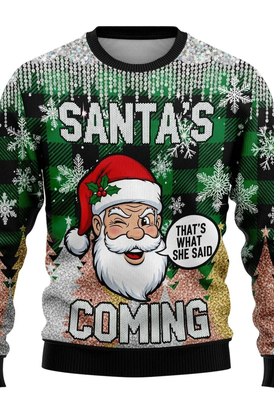 Men’s Knitted Christmas Jumper With Santa Print | Festive - Mason Luxor