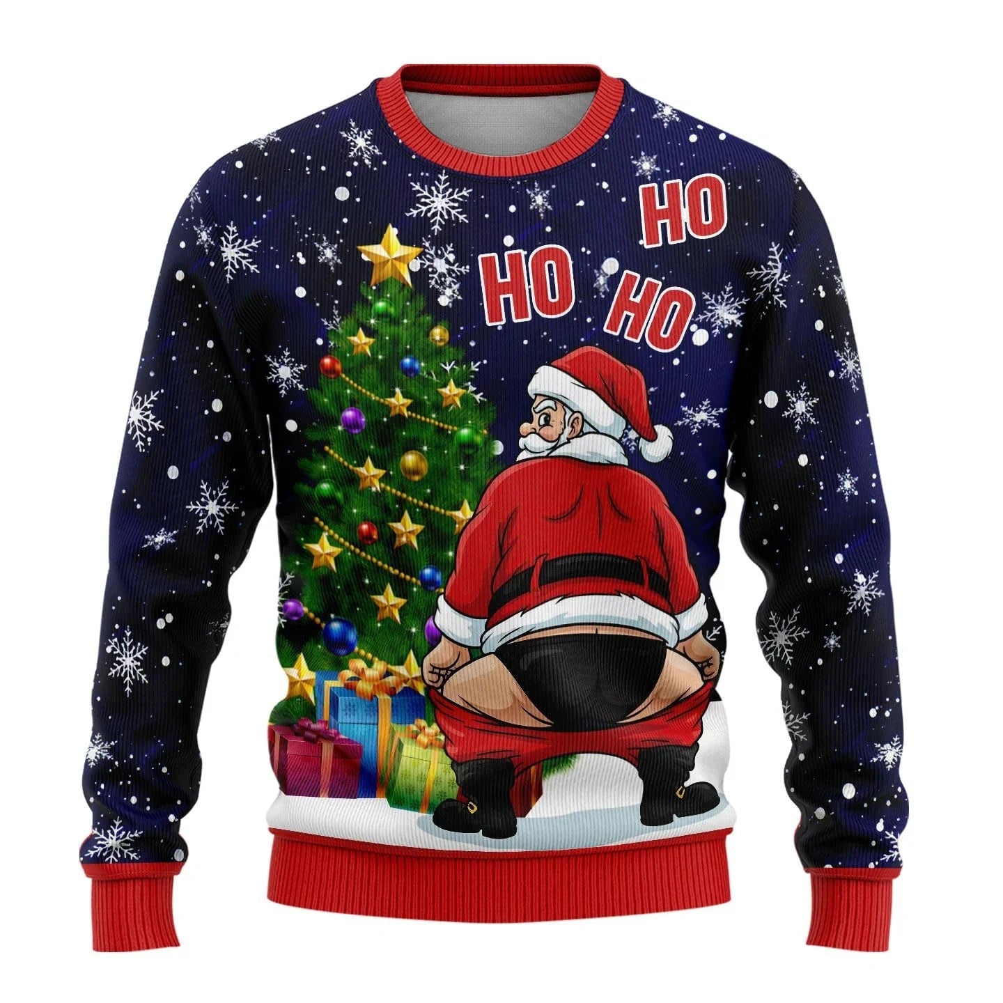 Men’s Knitted Christmas Jumper With Santa Print | Festive - Mason Luxor