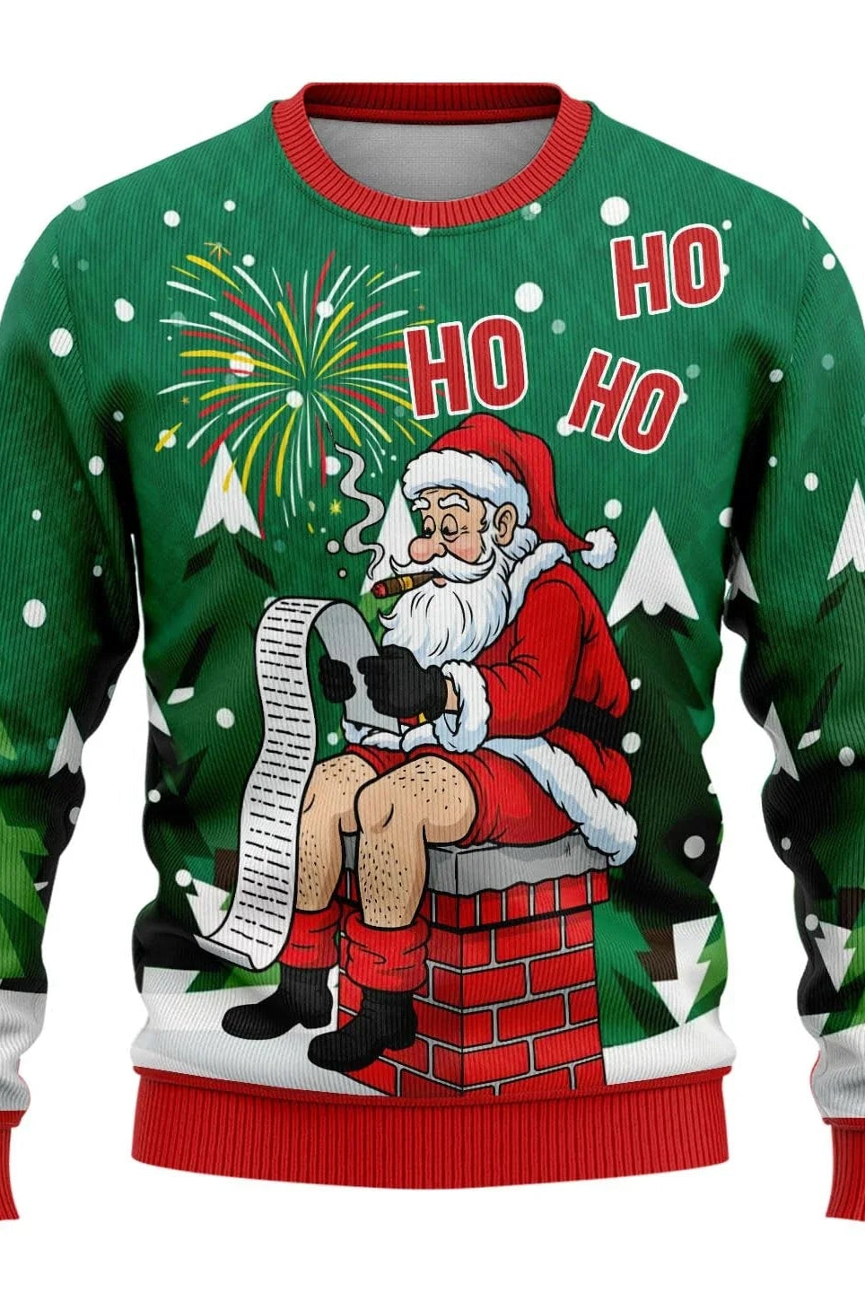 Men’s Knitted Christmas Jumper With Santa Print | Festive - Mason Luxor