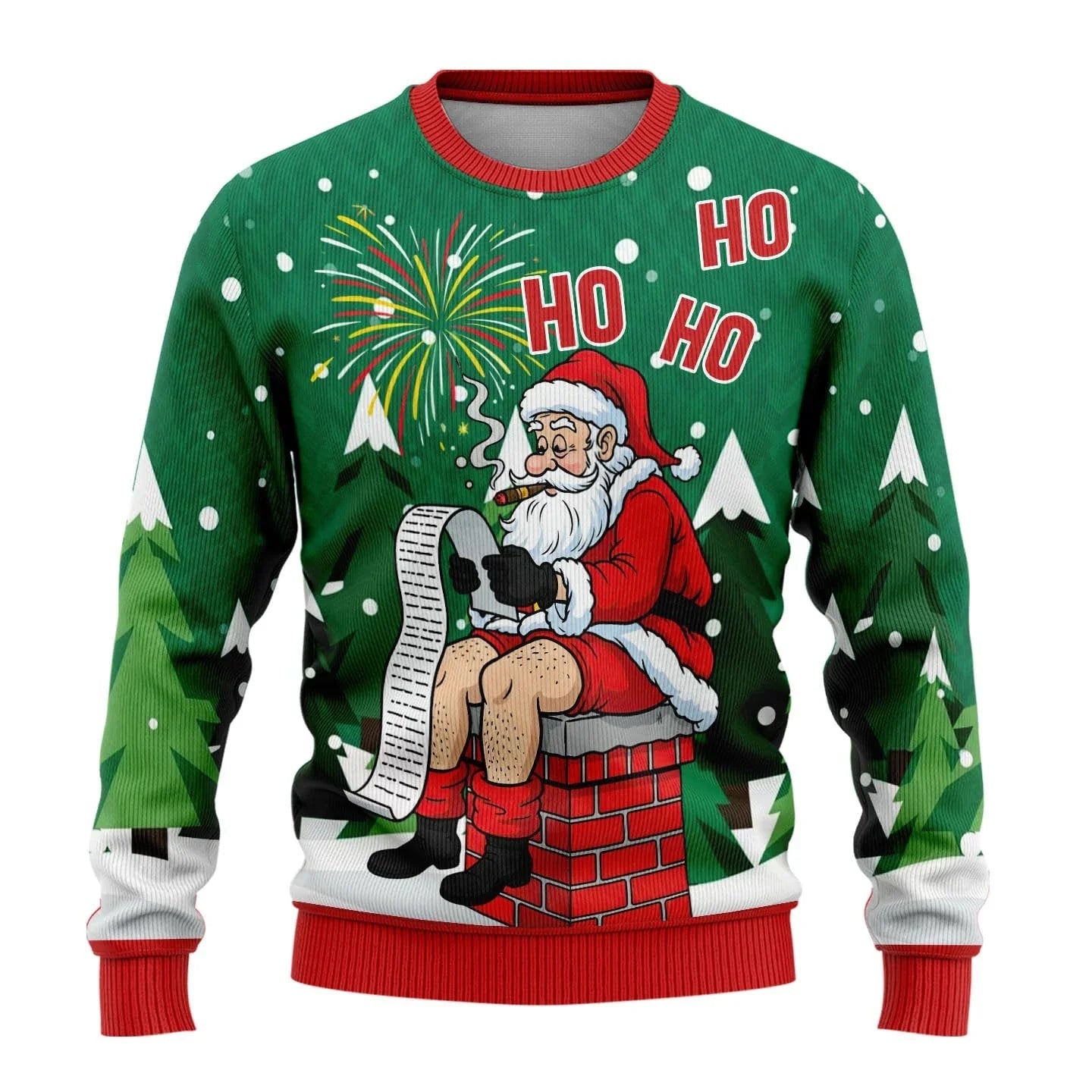 Men’s Knitted Christmas Jumper With Santa Print | Festive - Mason Luxor