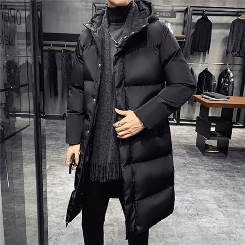 Men’s Long Puffer Jacket With Stand Collar | Winter - Mason Luxor