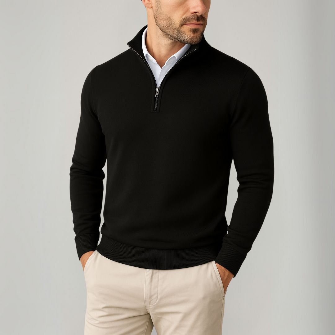 Men’s Quarter Zip Jumper With Stand Collar | Classic - Mason Luxor