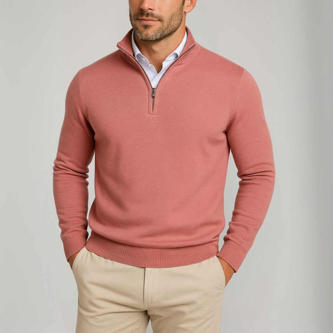 Men’s Quarter Zip Jumper With Stand Collar | Classic - Mason Luxor