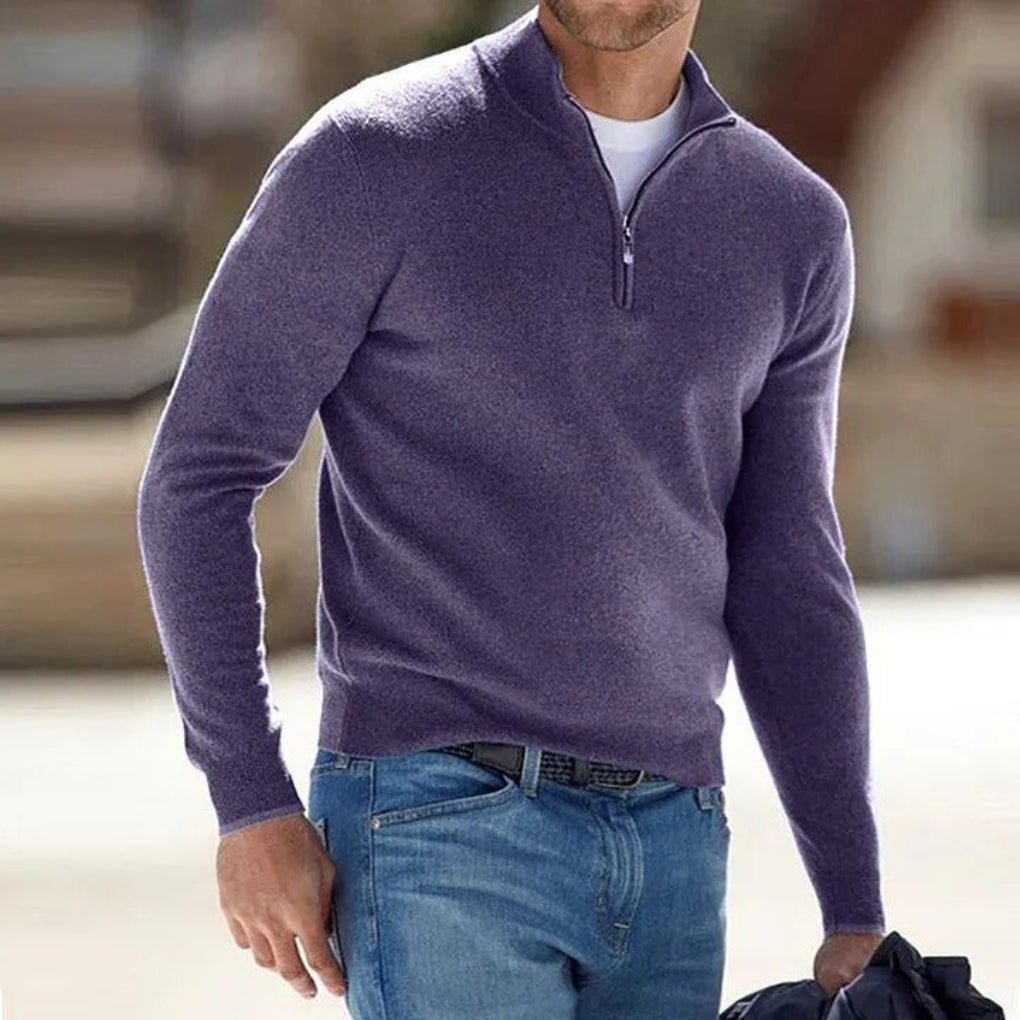 Men’s Quarter Zip Sweater With High Collar | Casual - Mason Luxor