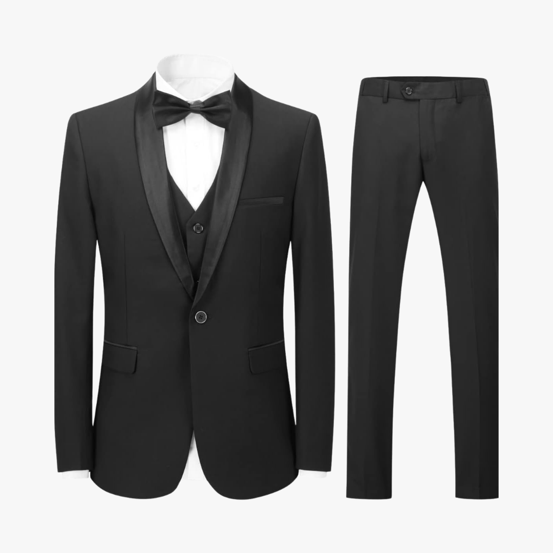 Men's Tuxedo 3 Piece Suit – Jacket, Waistcoat & Trousers - Mason Luxor