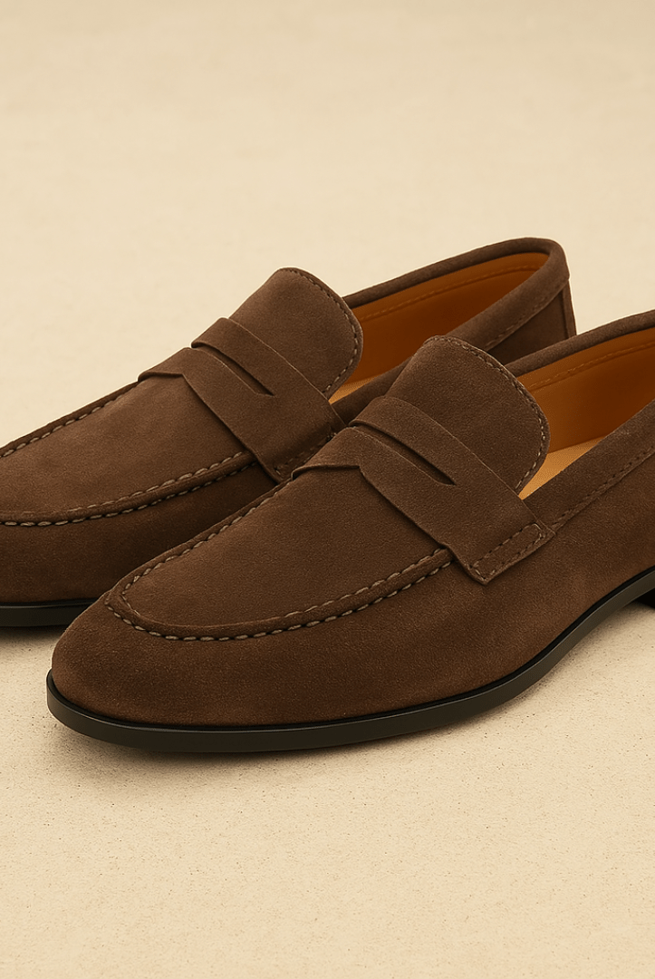 Modern Penny Loafers for Men – Suede Slip - On Dress Shoes - Mason Luxor