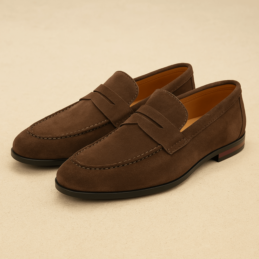 Modern Penny Loafers for Men – Suede Slip - On Dress Shoes - Mason Luxor