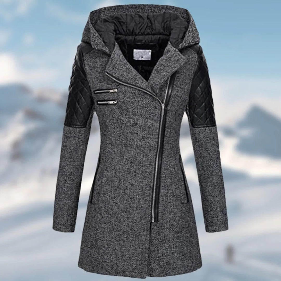 Women Winter Coats With Quilted Sleeves | Hooded - Mason Luxor