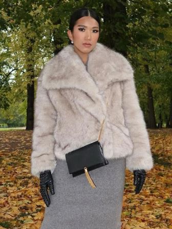 Women’s Beige Fur Coat With Fluffy Texture | Modern - Mason Luxor
