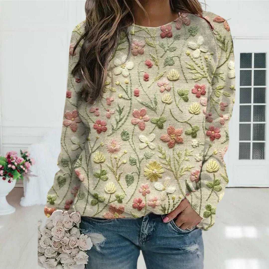 Women’s Beige Jumpers With Floral Design | Spring - Mason Luxor
