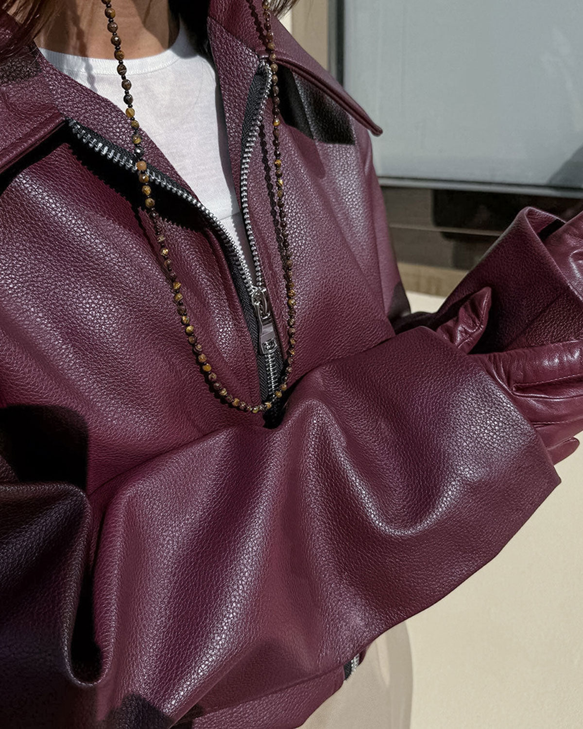 Women’s Burgundy Bomber Jacket With Zip Front Design | Winter - Mason Luxor