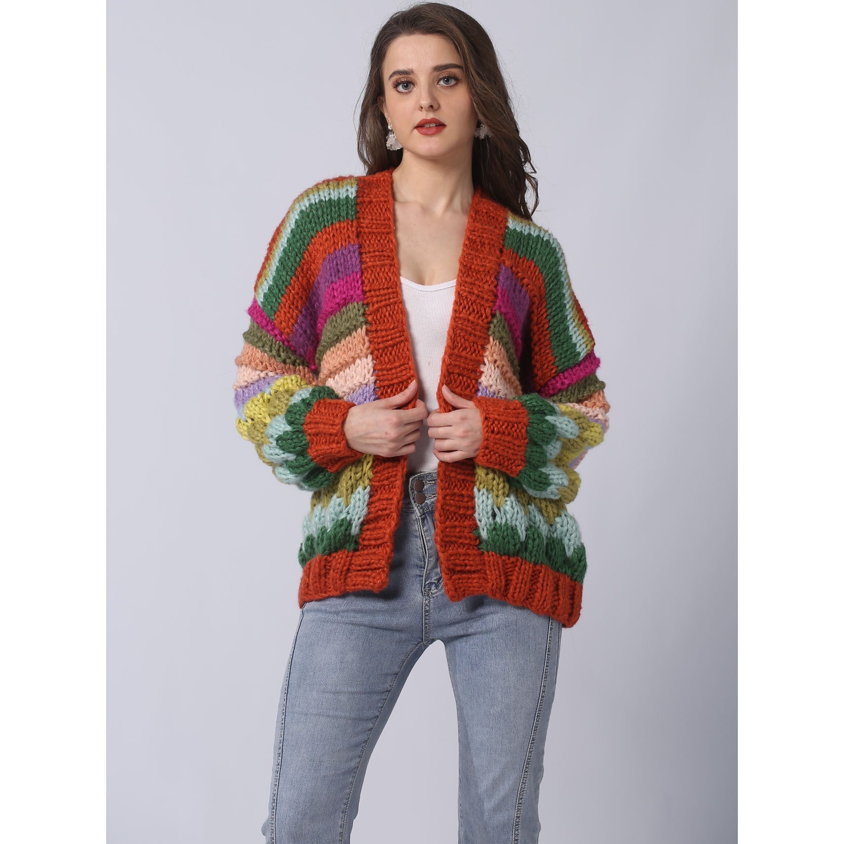 Women’s Cardigan With Balloon Sleeves | Knit - Mason Luxor