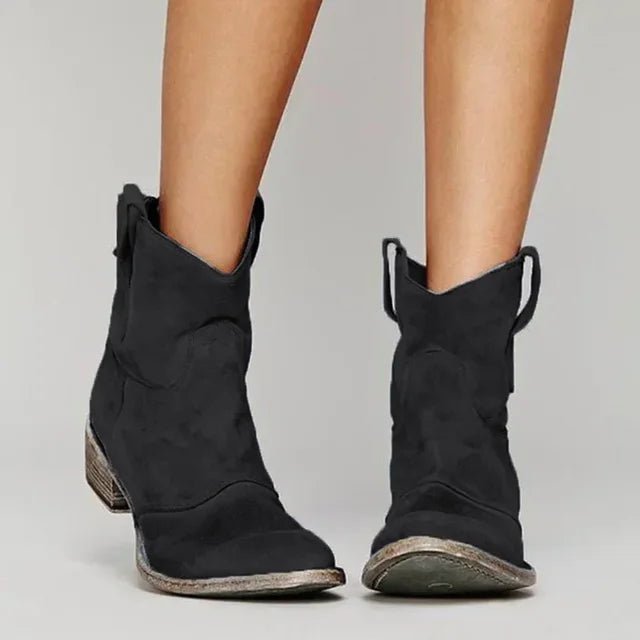 Women’s Cowboy Boots With Suede Texture | Retro - Mason Luxor