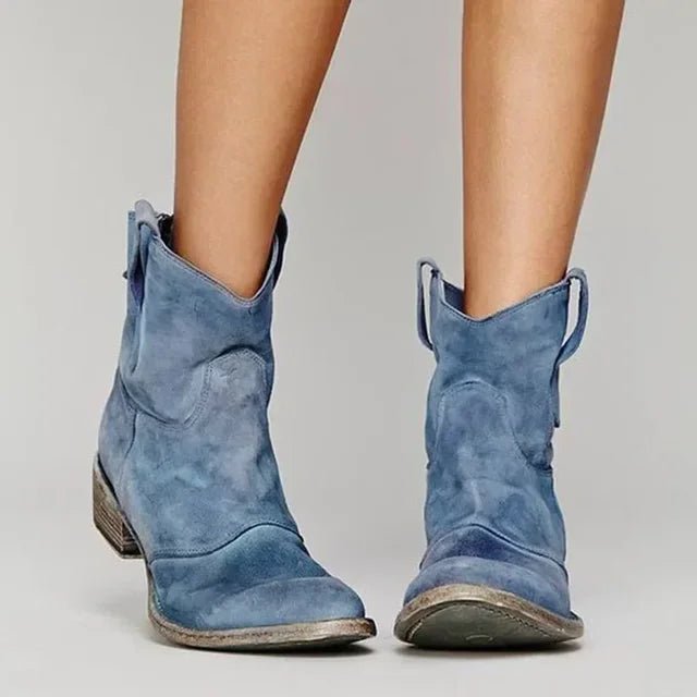Women’s Cowboy Boots With Suede Texture | Retro - Mason Luxor