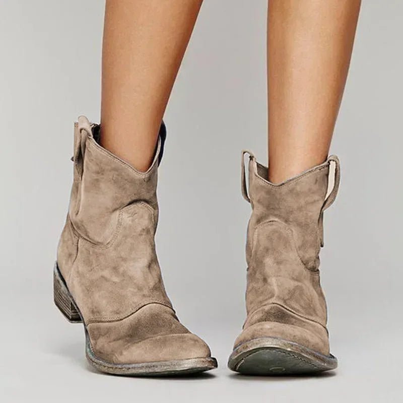 Women’s Cowboy Boots With Suede Texture | Retro - Mason Luxor