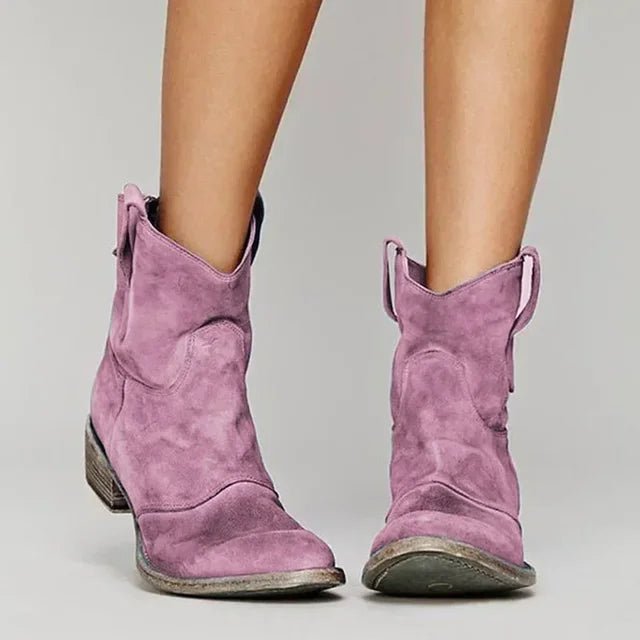 Women’s Cowboy Boots With Suede Texture | Retro - Mason Luxor