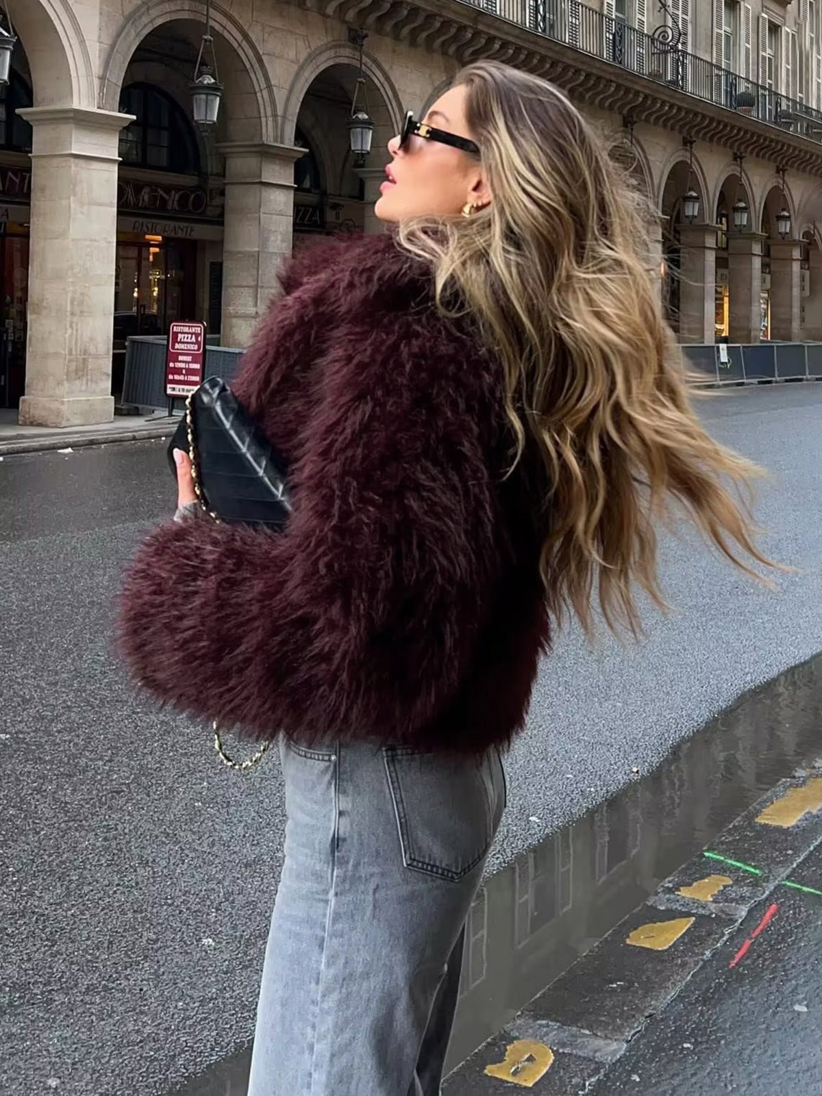 Women’s Dark Plum Fur Coat With Fluffy Texture | Chic - Mason Luxor