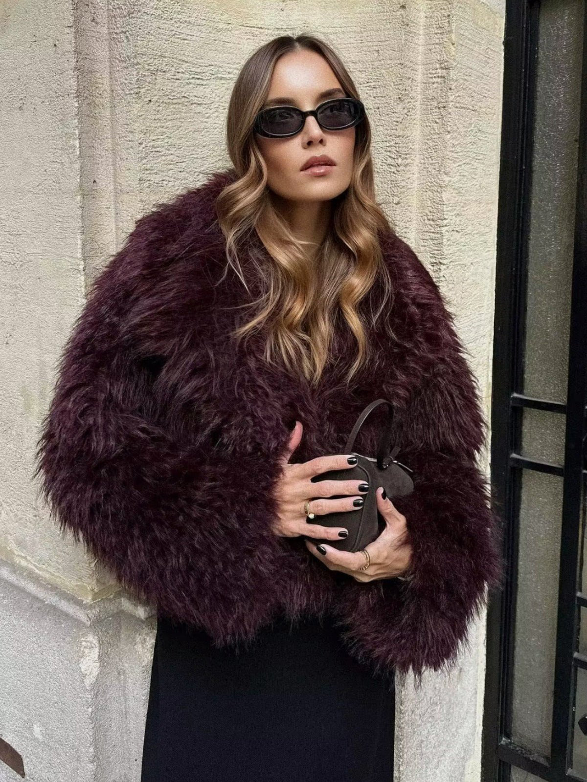 Women’s Dark Plum Fur Coat With Fluffy Texture | Chic - Mason Luxor