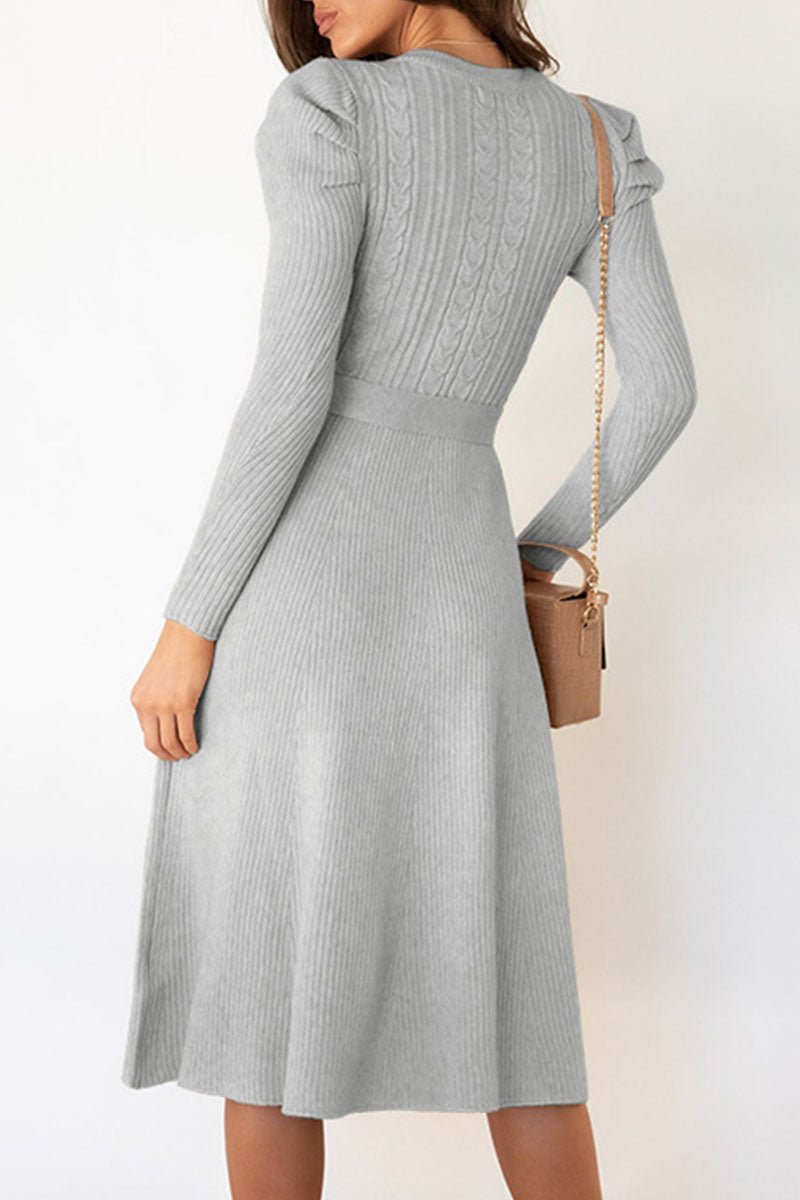 Women’s Jumper Dress With Puff Sleeves | Knit - Mason Luxor