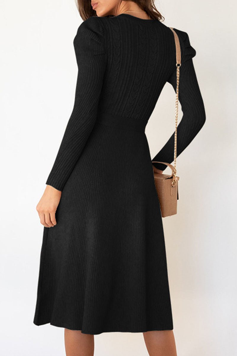 Women’s Jumper Dress With Puff Sleeves | Knit - Mason Luxor