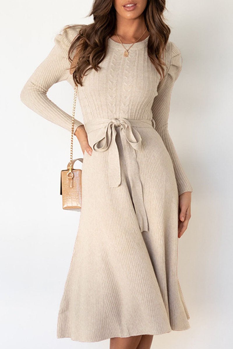 Women’s Jumper Dress With Puff Sleeves | Knit - Mason Luxor