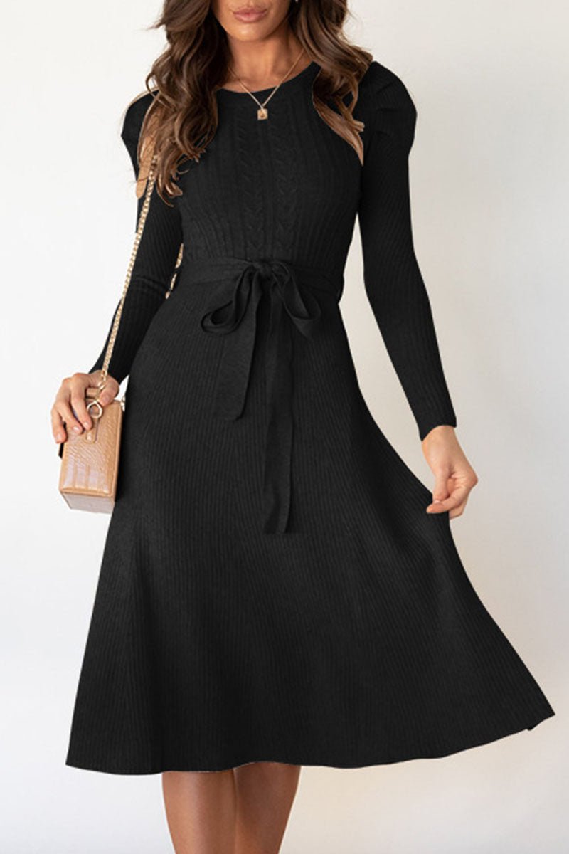 Women’s Jumper Dress With Puff Sleeves | Knit - Mason Luxor