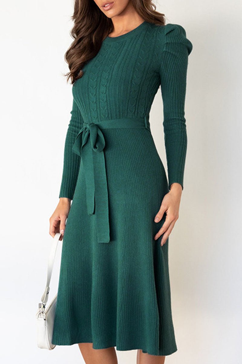 Women’s Jumper Dress With Puff Sleeves | Knit - Mason Luxor