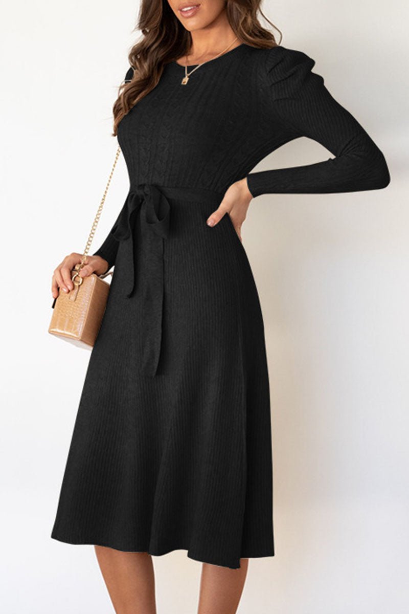 Women’s Jumper Dress With Puff Sleeves | Knit - Mason Luxor