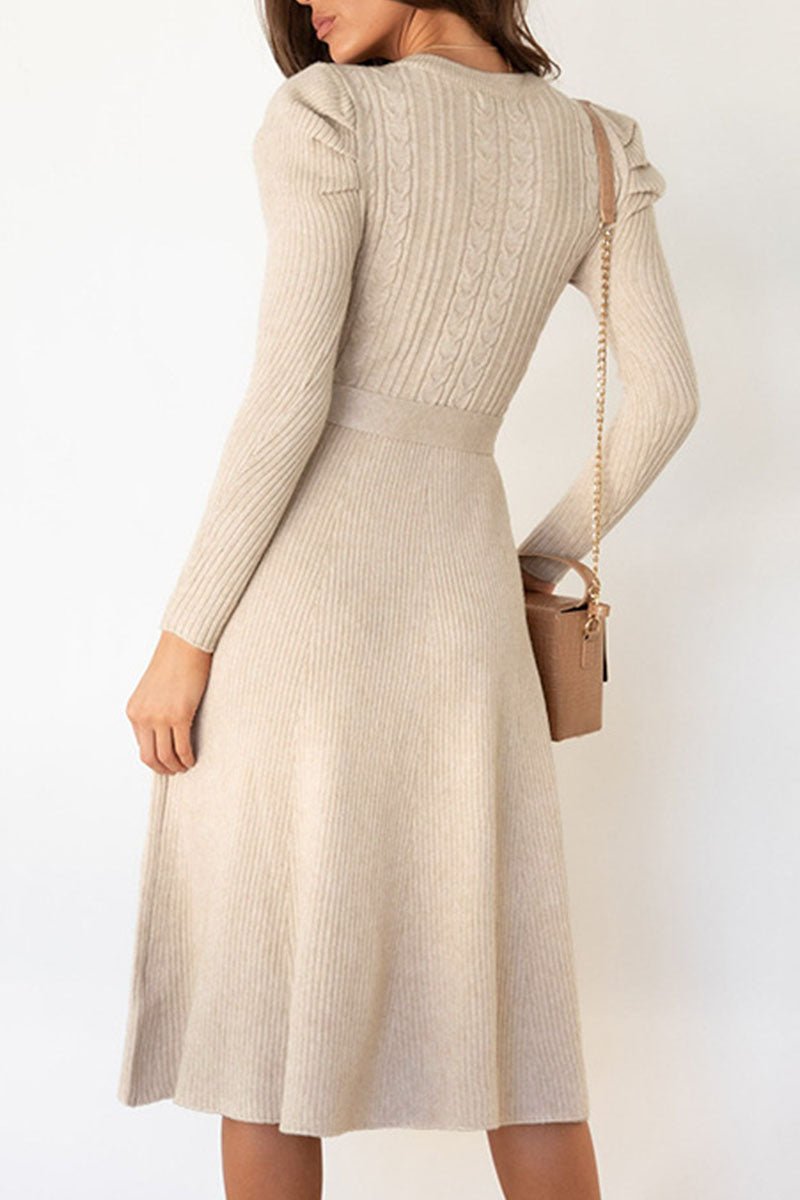 Women’s Jumper Dress With Puff Sleeves | Knit - Mason Luxor